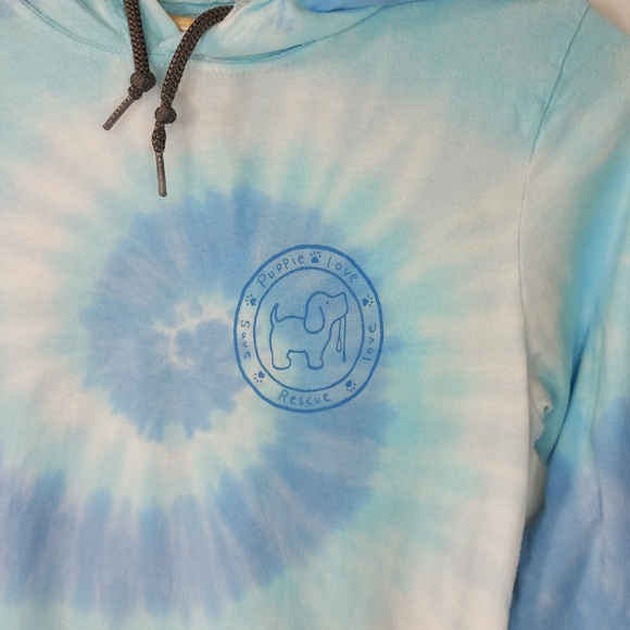 Puppy Love Blue Tie Dye Hoodie Sz Small - Picture 2 of 9
